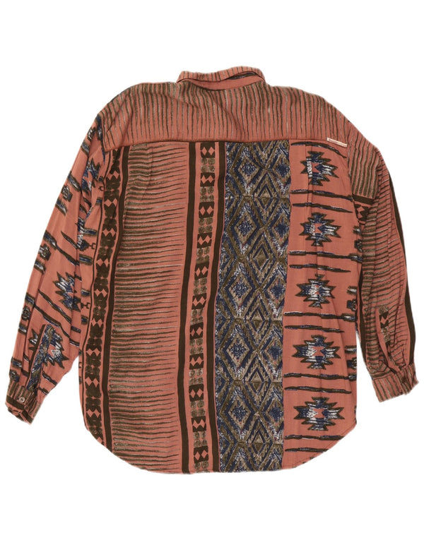 VINTAGE Mens Shirt Large Pink Geometric
