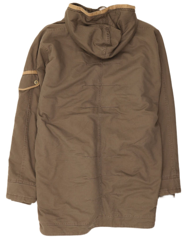 Helly Hansen Mens Hooded Parka Jacket UK 42 XL Brown Cotton