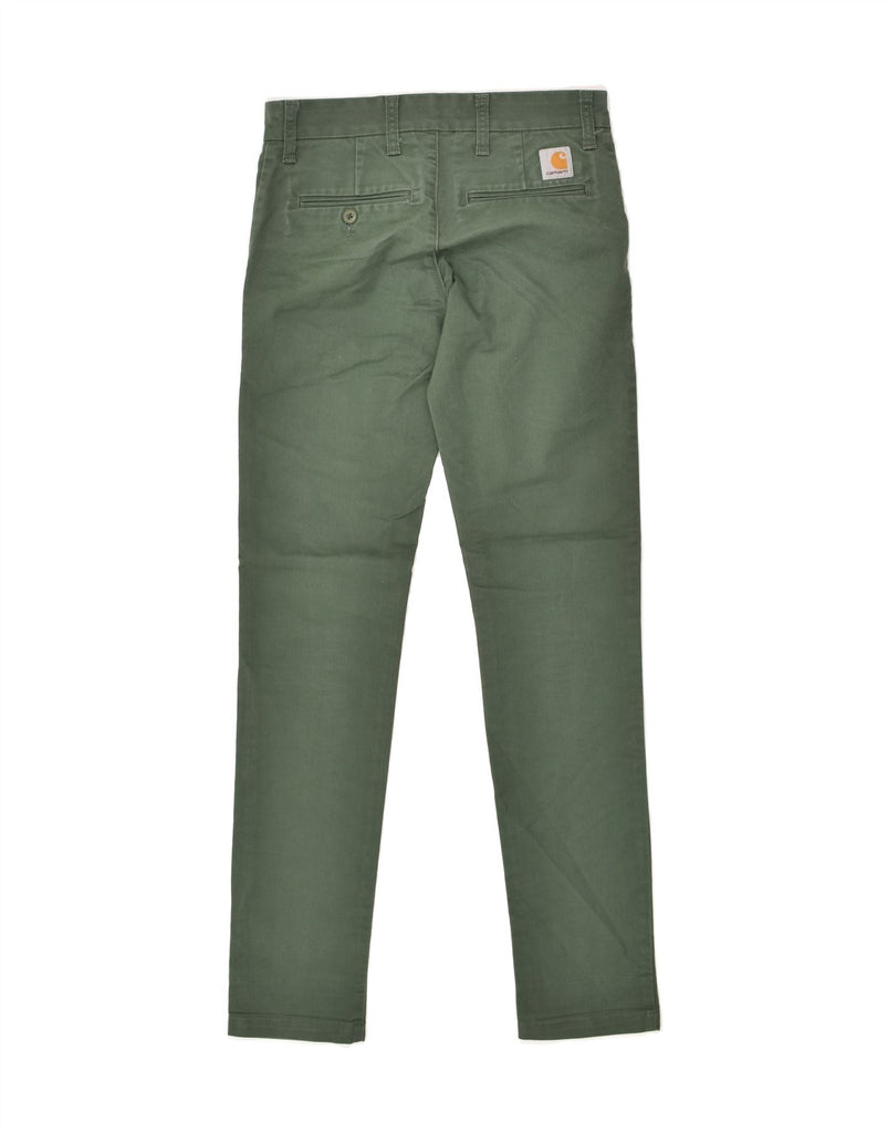 CARHARTT Mens Wip Skinny Chino Trousers W27 L32 Green Cotton | Vintage Carhartt | Thrift | Second-Hand Carhartt | Used Clothing | Messina Hembry 