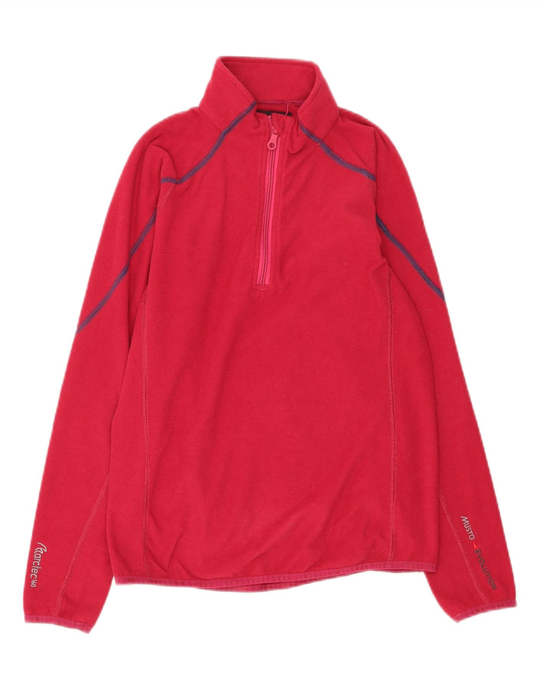 Musto Womens Zip Neck Fleece Jumper UK 12 Medium Pink Polyester