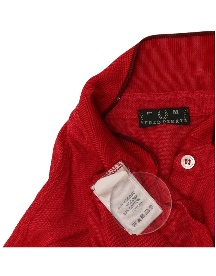 Fred Perry Womens Polo Shirt UK 14 Medium Red Viscose