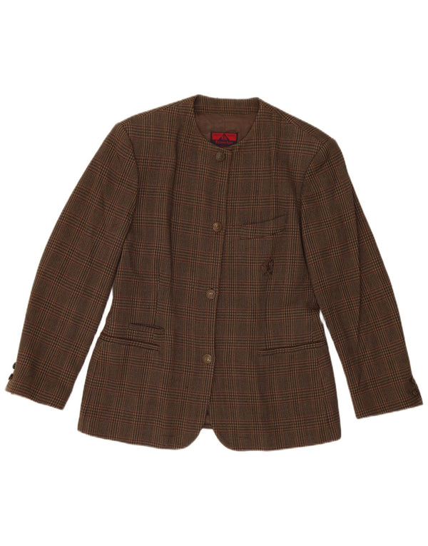 Filippo Alpi Womens 4 Button Blazer Jacket IT 46 Large Brown Check Wool