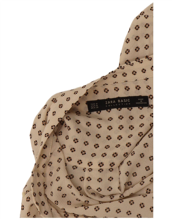Zara Womens Shirt Dress UK 14 Medium Beige Spotted