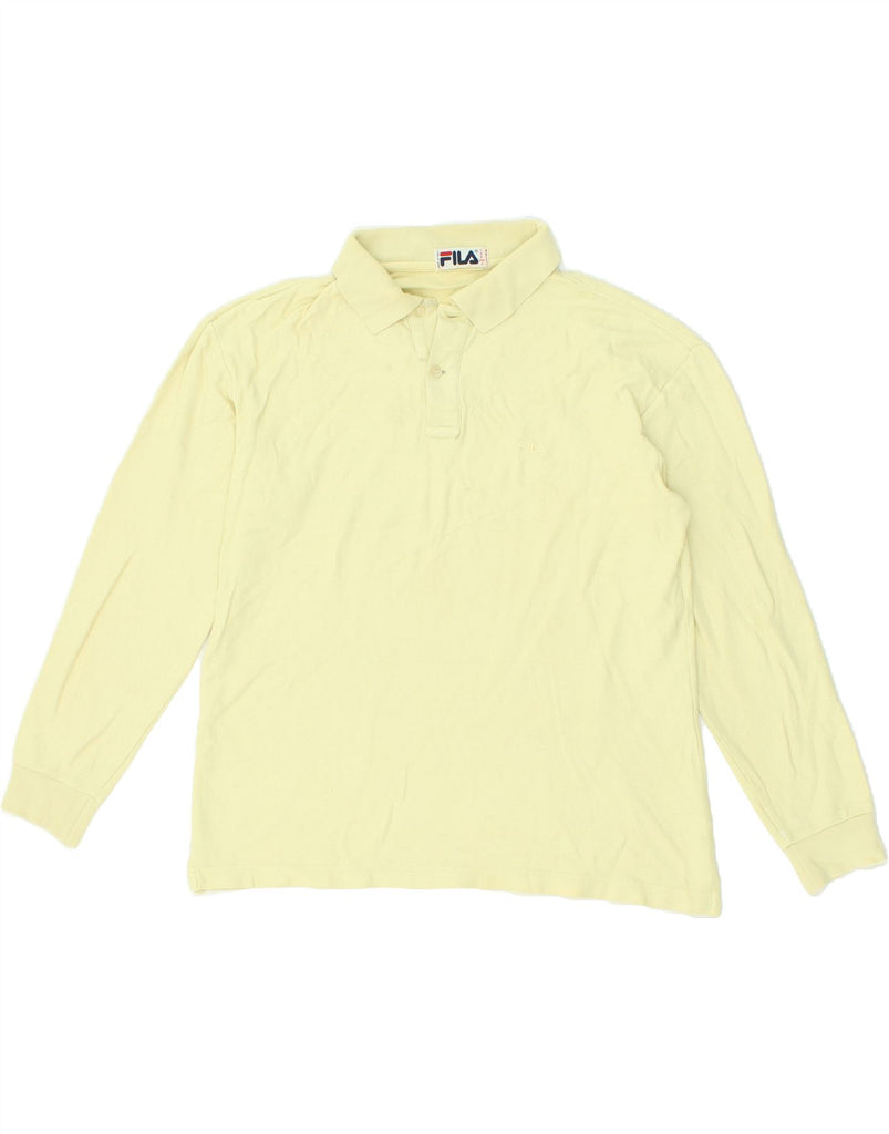 FILA Mens Long Sleeve Polo Shirt IT 48 Medium Yellow Cotton | Vintage Fila | Thrift | Second-Hand Fila | Used Clothing | Messina Hembry 