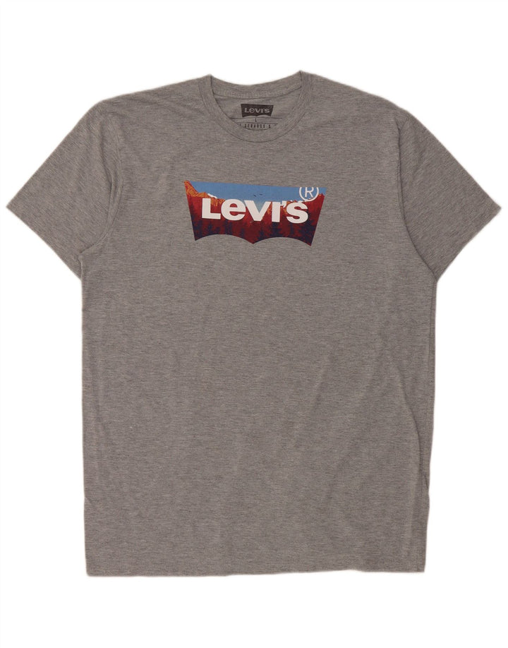 Levi's Mens Graphic T-Shirt Top Large Grey Flecked Cotton
