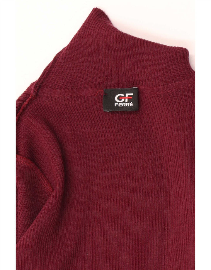 Gianfranco Ferre Womens Roll Neck Jumper Sweater UK 8 Small Maroon