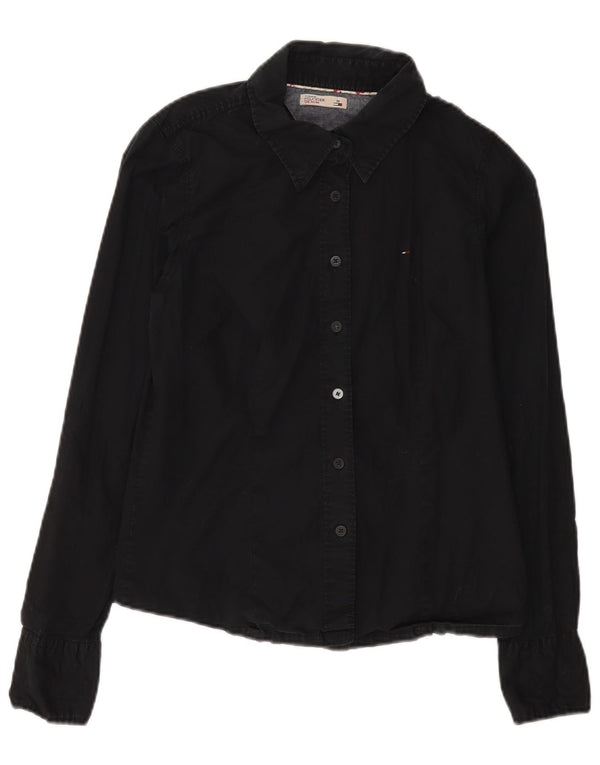 Tommy Hilfiger Womens Shirt UK 12 Medium Black Cotton