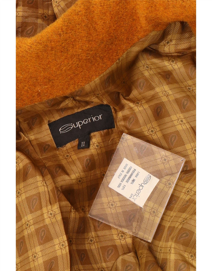 SUPERIOR Womens Hooded Duffle Coat UK 18 XL Orange Wool