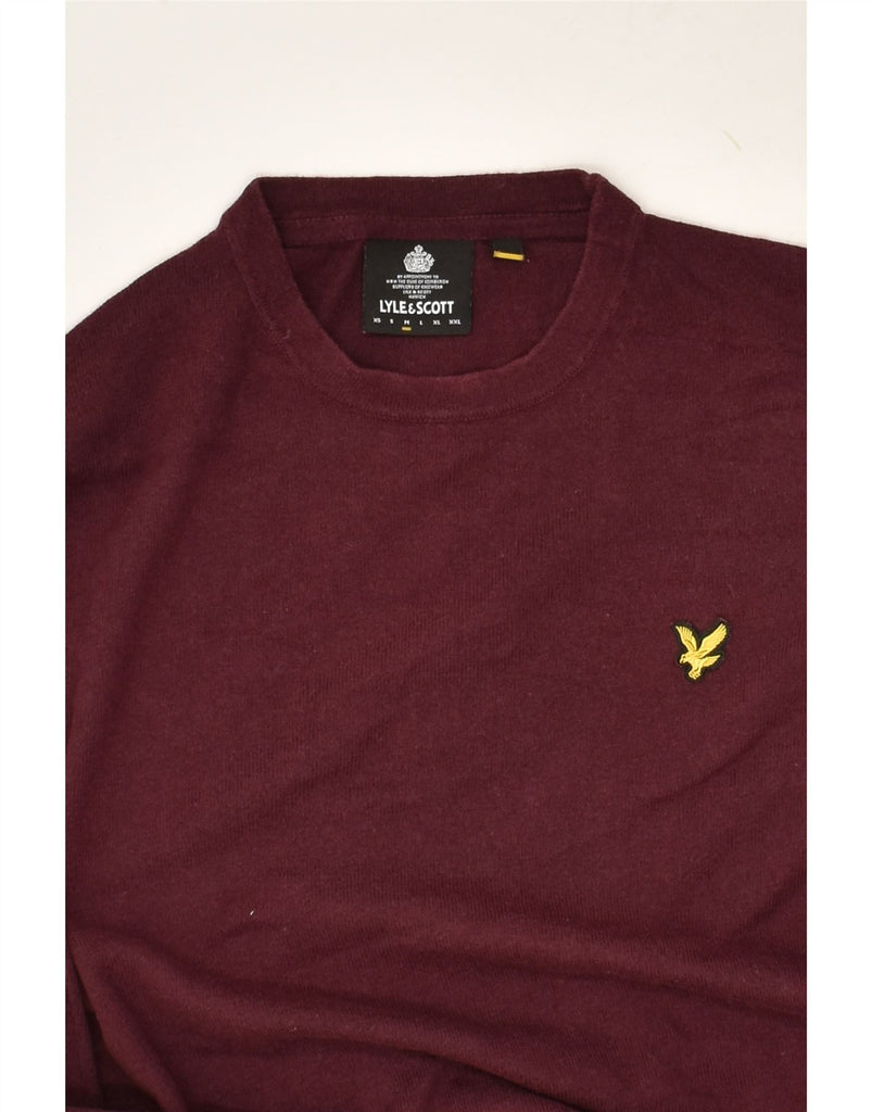 LYLE & SCOTT Mens Crew Neck Jumper Sweater Medium Burgundy Cotton | Vintage Lyle & Scott | Thrift | Second-Hand Lyle & Scott | Used Clothing | Messina Hembry 