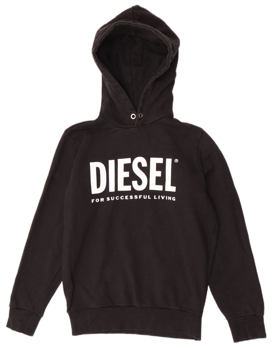 Diesel Mens Graphic Regular Fit Hoodie Jumper Small Black Cotton