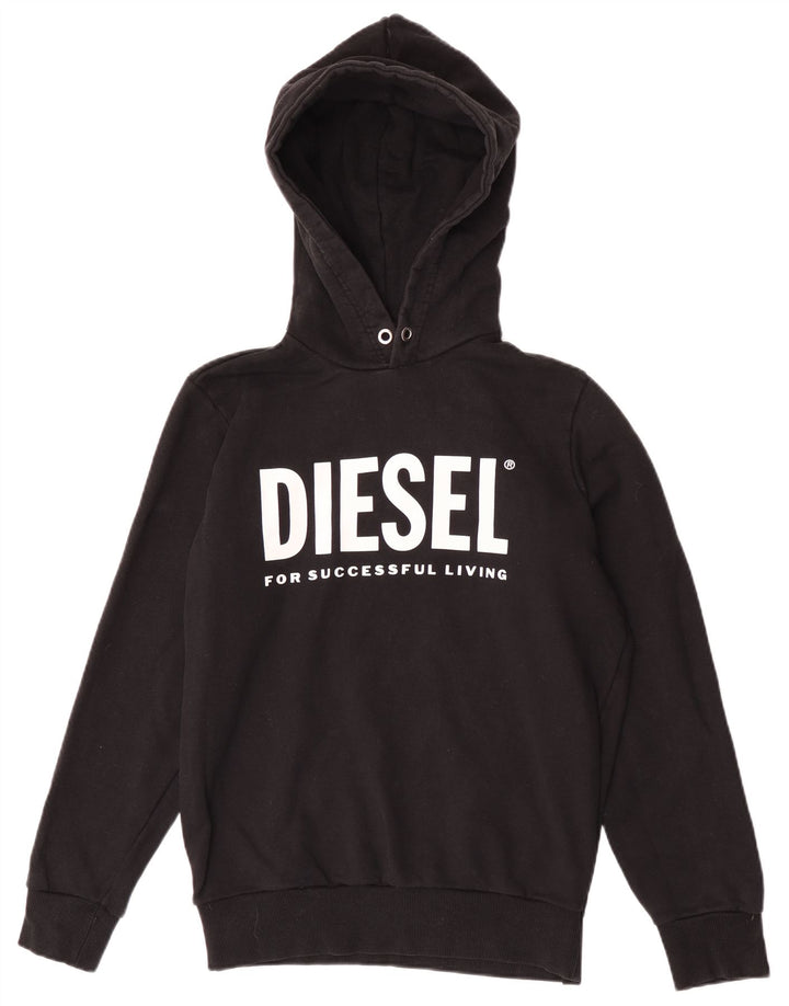 Diesel Mens Graphic Regular Fit Hoodie Jumper Small Black Cotton