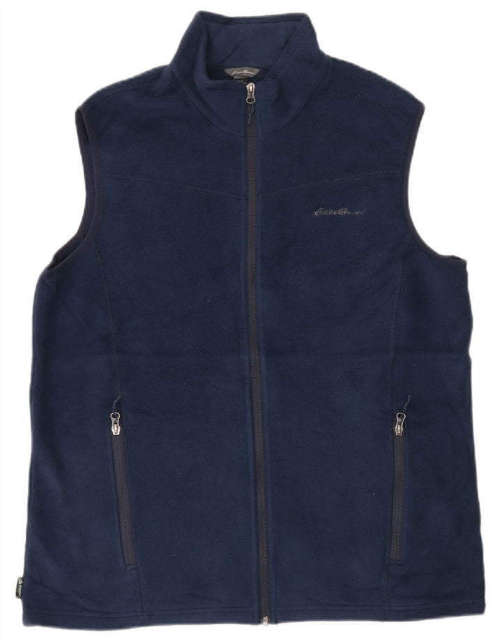 Eddie Bauer Mens Fleece Gilet UK 40 Large Navy Blue Polyester
