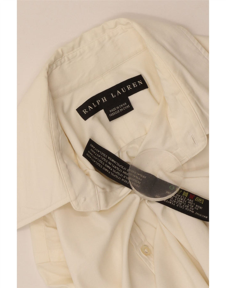 RALPH LAUREN Womens 3/4 Sleeve Shirt UK 14 Medium White Cotton