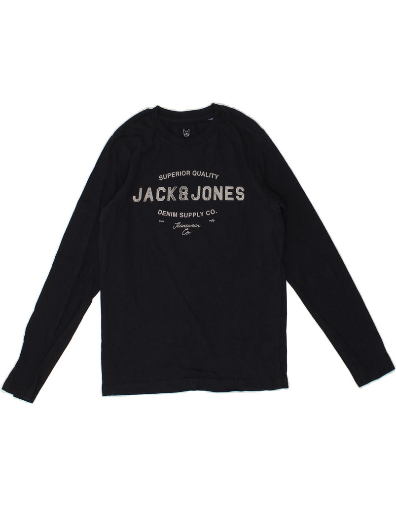 JACK & JONES Boys Graphic Top Long Sleeve 11-12 Years Navy Blue | Vintage Jack & Jones | Thrift | Second-Hand Jack & Jones | Used Clothing | Messina Hembry 