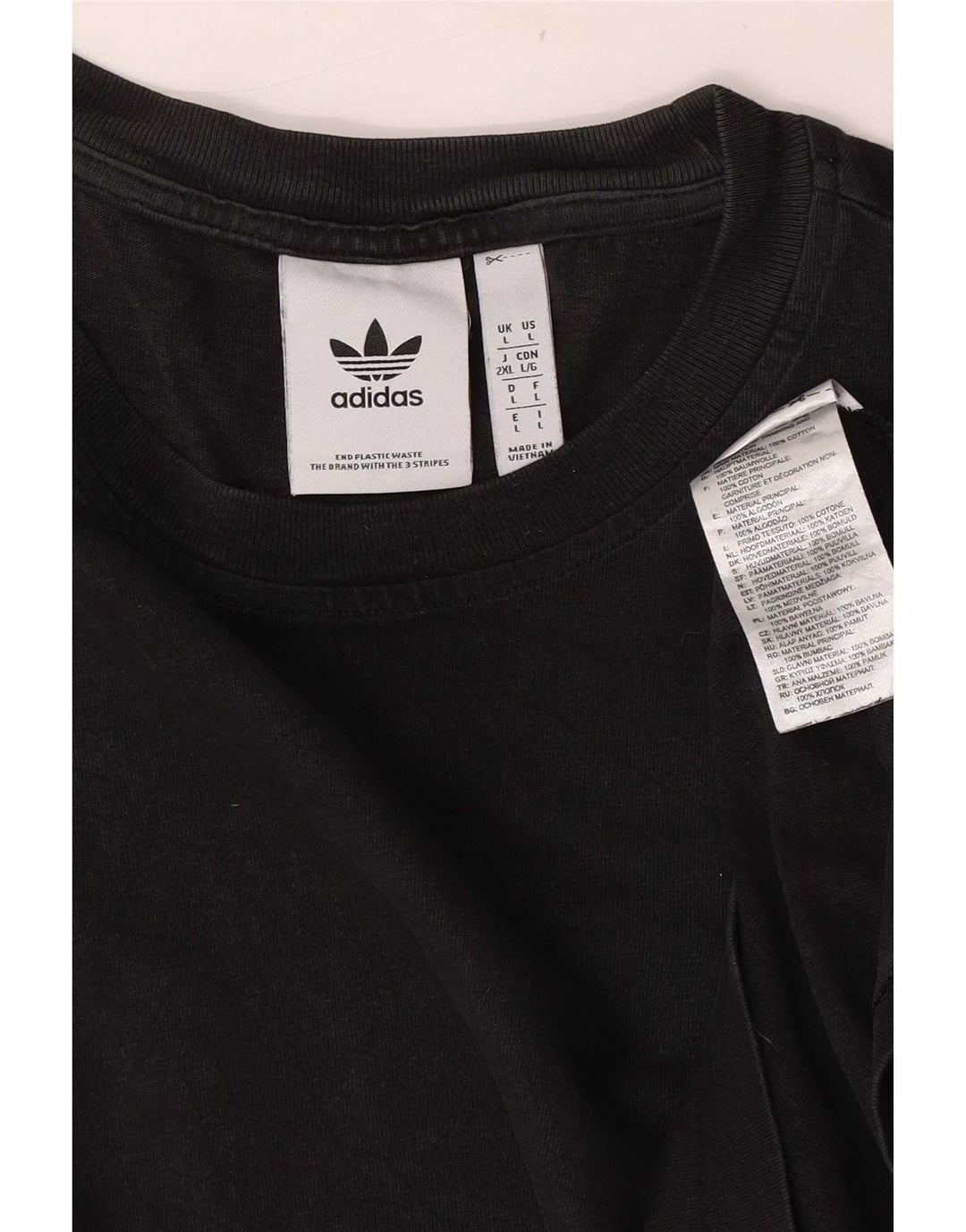 Adidas Mens T-Shirt Top Large Black Cotton