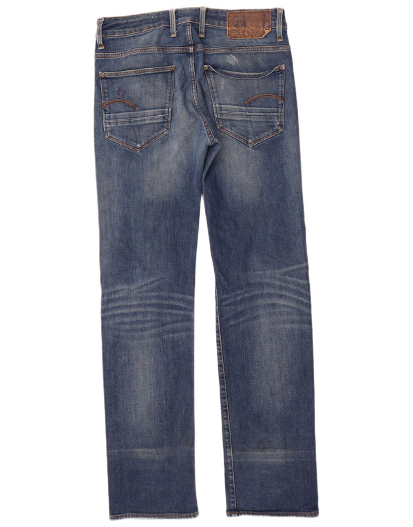 G-Star Mens Distressed Straight Jeans W30 L34 Blue Cotton