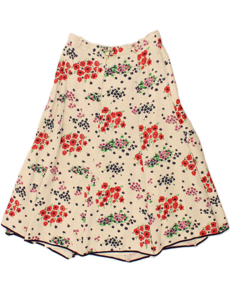 BARCO SPORT Womens A-Line Skirt IT 44 Medium W30  Beige Floral Vintage Barco Sport and Second-Hand Barco Sport from Messina Hembry 