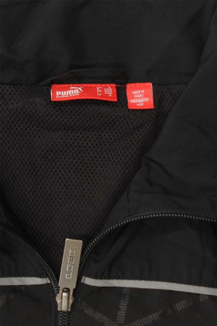PUMA Mens Tracksuit Top Jacket Small Black Geometric Polyester