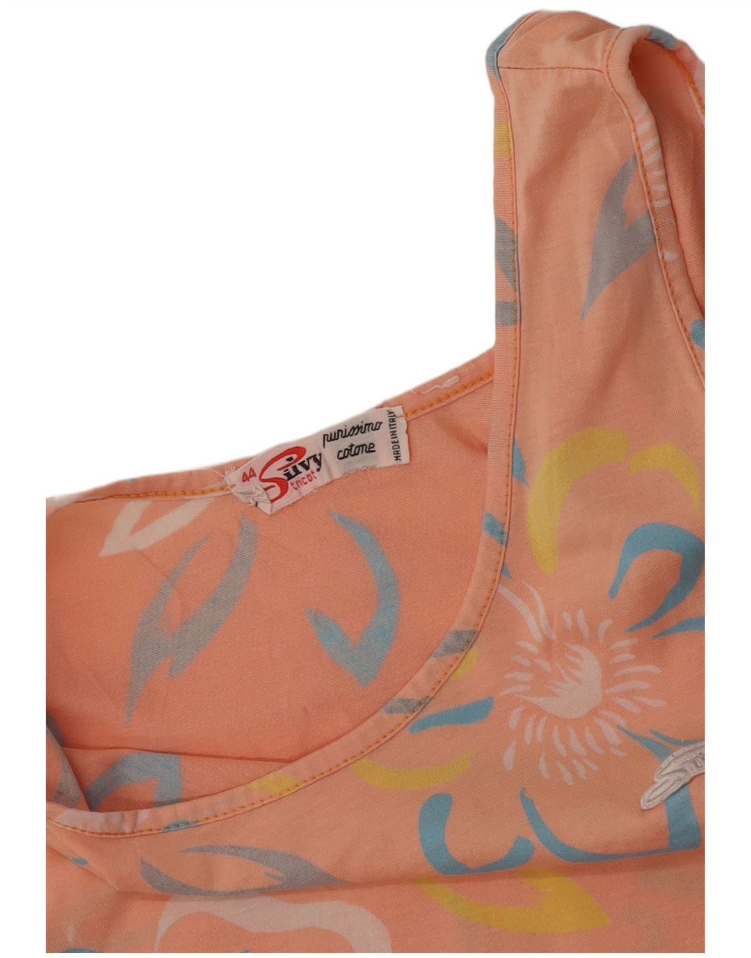Silvy Womens Vest Top IT 44 Medium Pink Floral Cotton