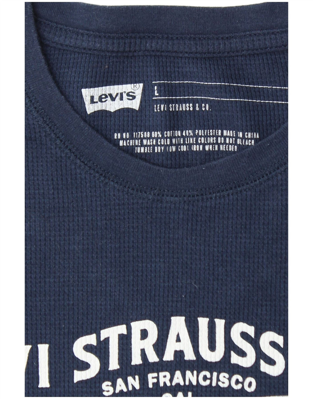 LEVI'S Boys Graphic Top Long Sleeve 15-16 Years Large Navy Blue Cotton