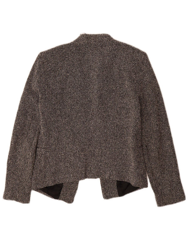 Topshop Womens Open Blazer Jacket UK 10 Small Black Check Cotton