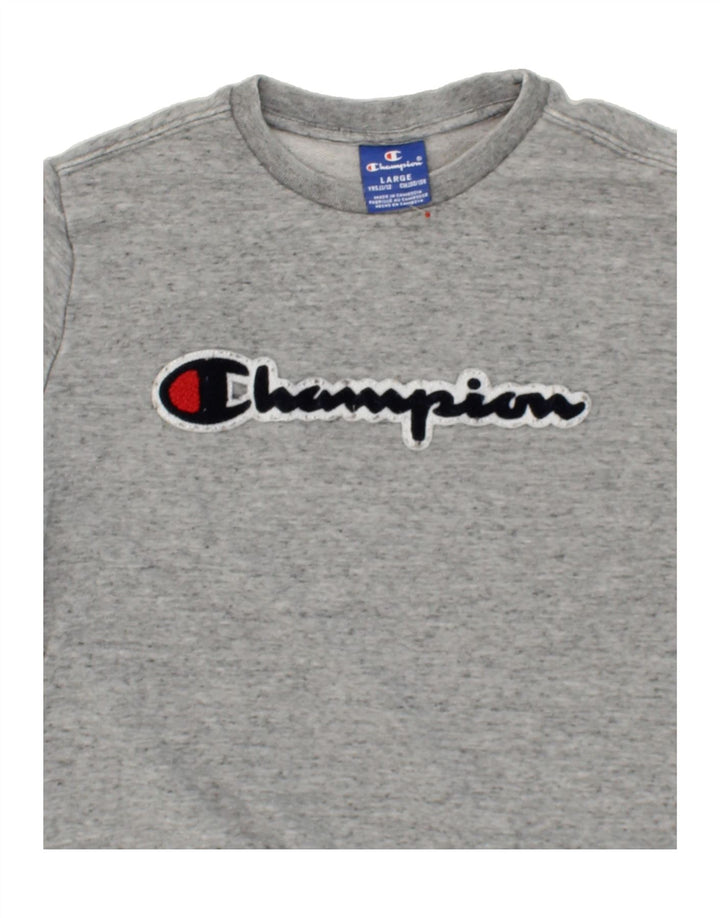 CHAMPION Boys Graphic Sweatshirt Jumper 11-12 Years  Large  Grey Cotton Vintage Champion and Second-Hand Champion from Messina Hembry 