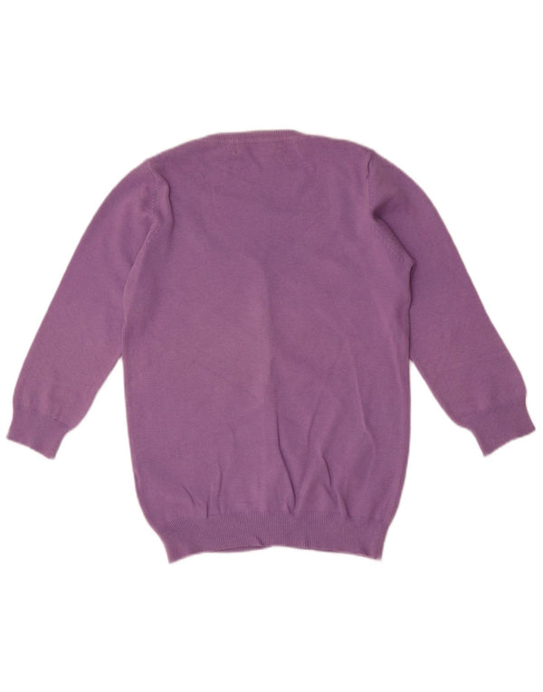 Zara Womens 3/4 Sleeve Cardigan Sweater UK 8 Small Purple Cotton