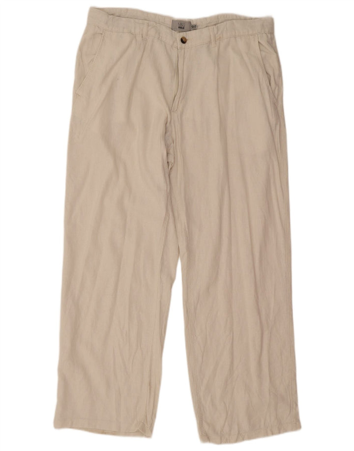 Marks & Spencer Mens Straight Regular Chino Trousers W38 L31 Off White