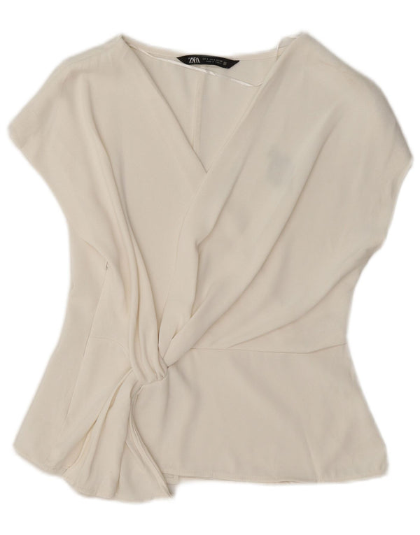 Zara Womens Blouse Top UK 10 Small White Polyester