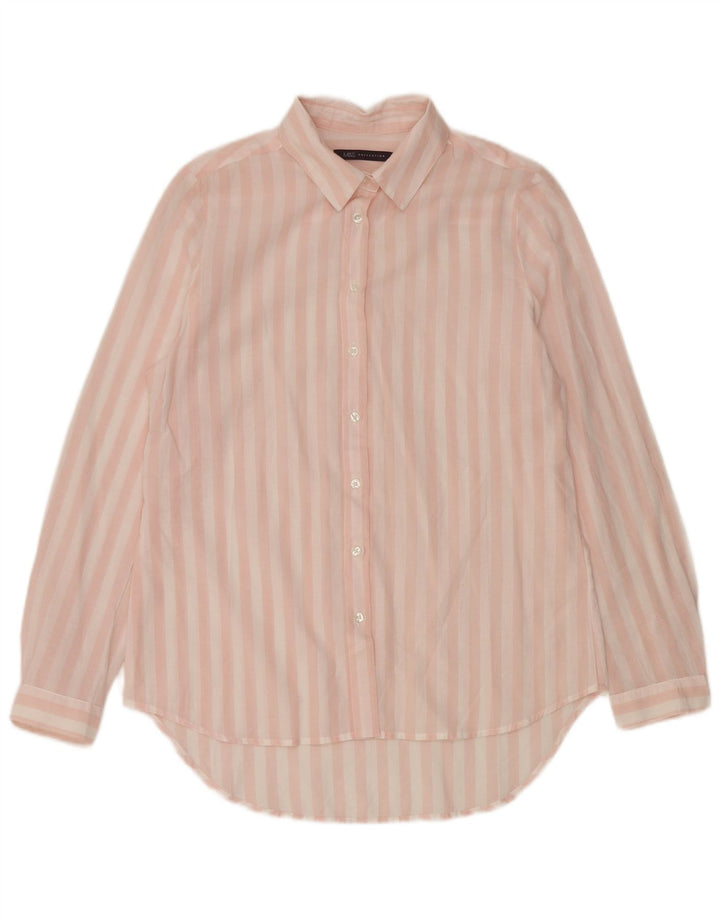 Marks & Spencer Womens Shirt UK 14 Medium Pink Pinstripe