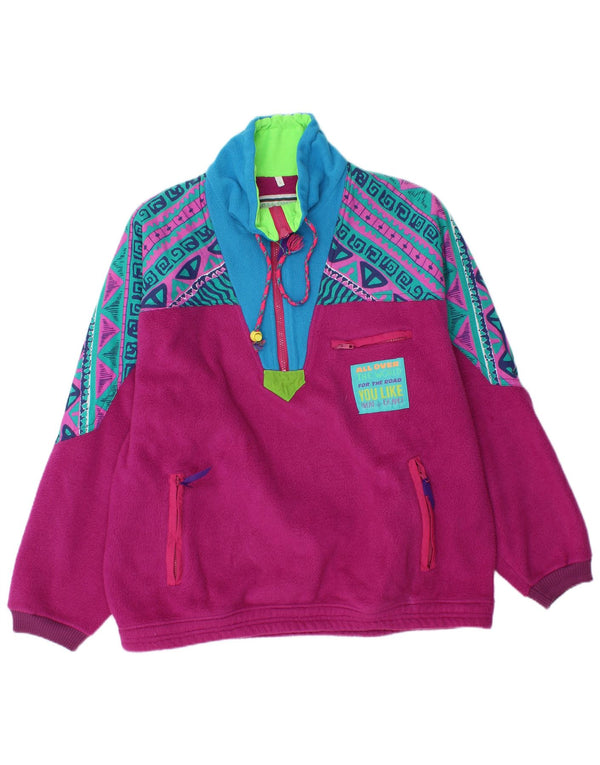 Great Escapes Mens Zip Fleece Jumper Large Purple Geometric Polyester