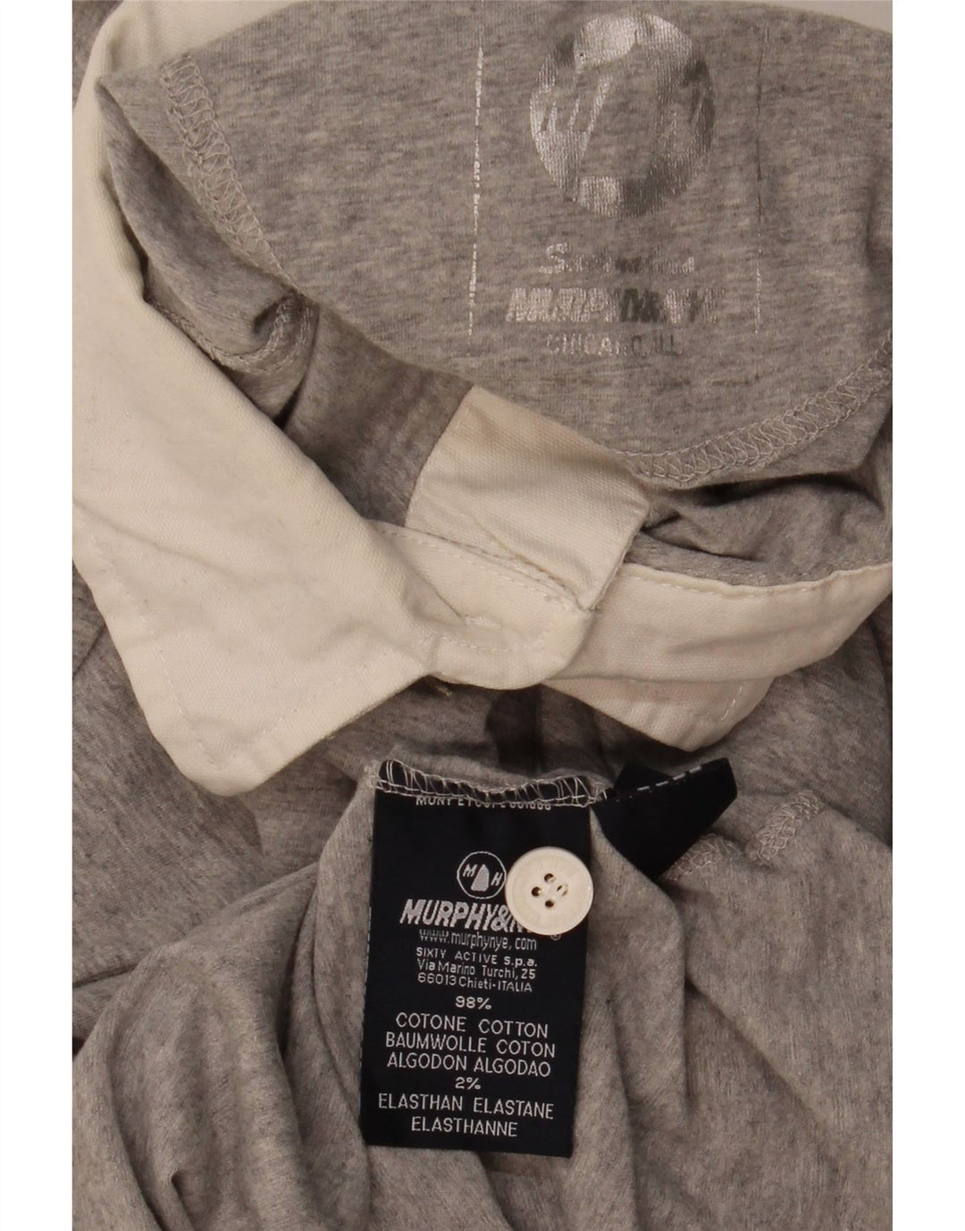 Murphy & Nye Mens Graphic Long Sleeve Rugby Polo Shirt Medium Grey Flecked