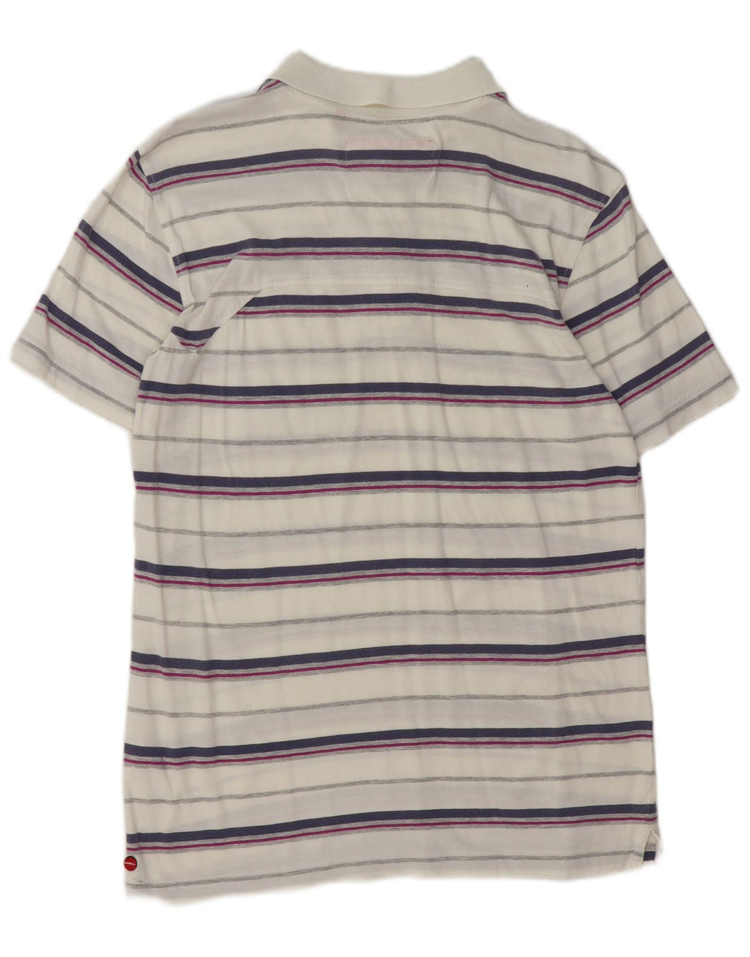 O'Neill Mens Polo Shirt Medium White Striped Cotton