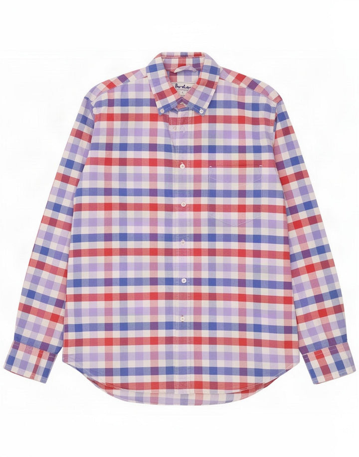 Boden Mens Shirt Large Multicoloured Gingham Cotton