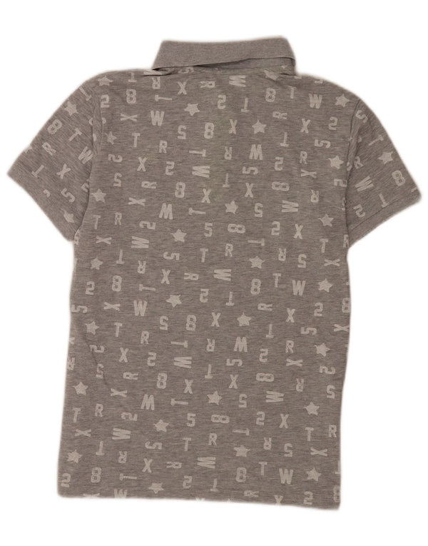 Benetton Mens Graphic Polo Shirt Small Grey