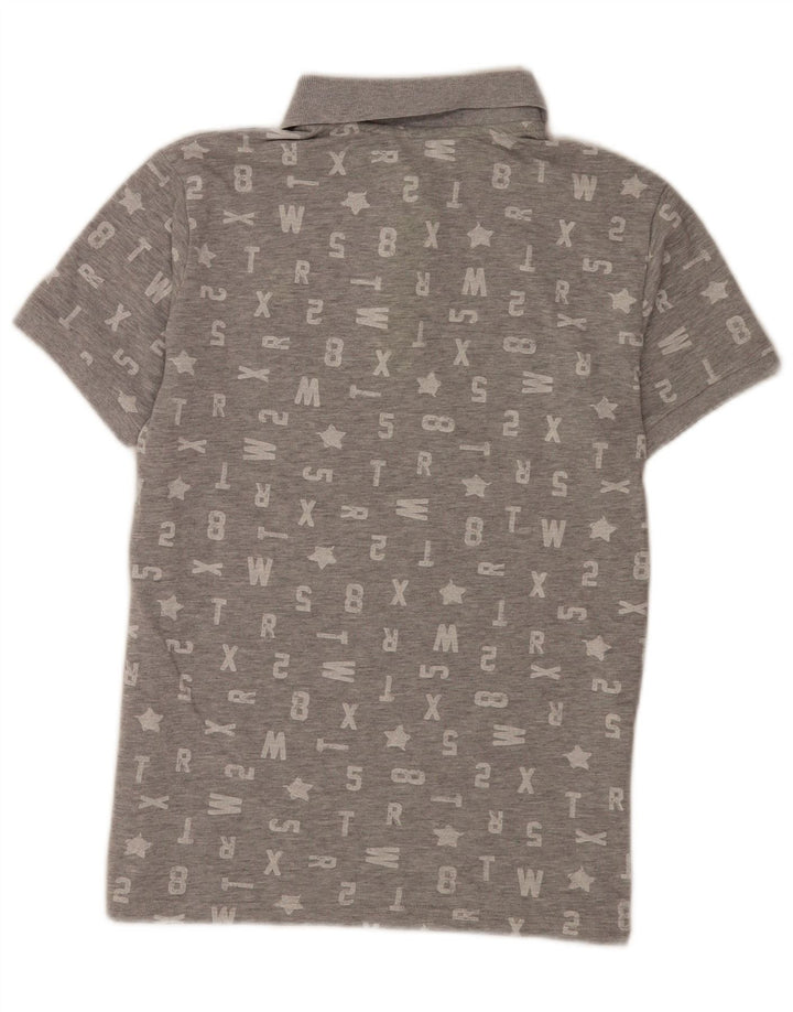 Benetton Mens Graphic Polo Shirt Small Grey
