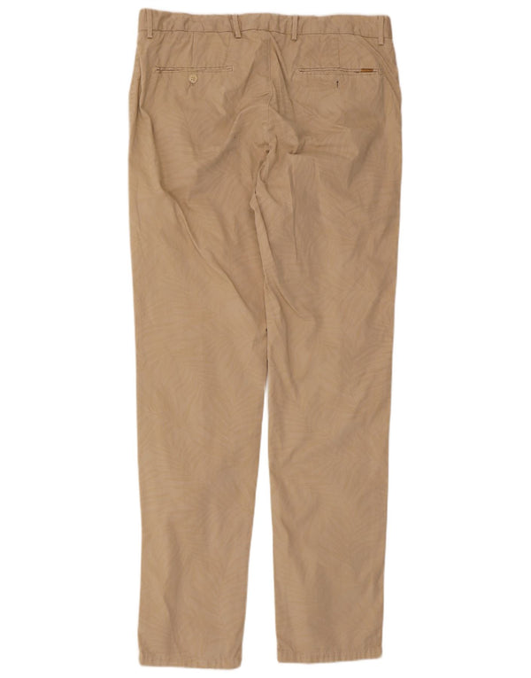 Massimo Dutti Mens Slim Fit Chino Trousers EU 44 Large W34 L34 Beige Floral