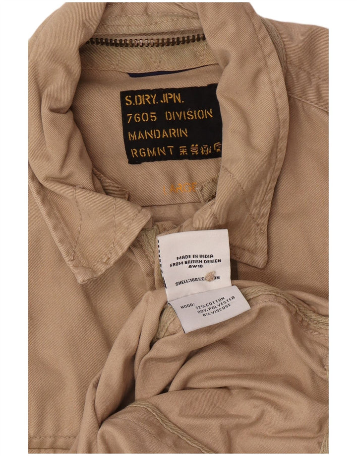 Superdry Mens Military Shirt Large Beige Cotton