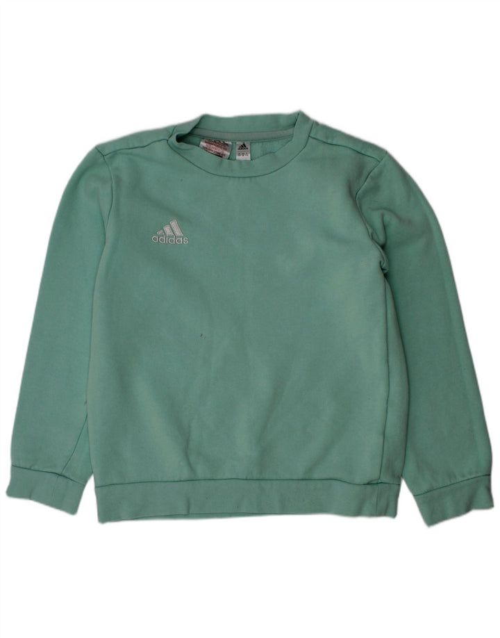Adidas Boys Sweatshirt Jumper 7-8 Years Green Cotton