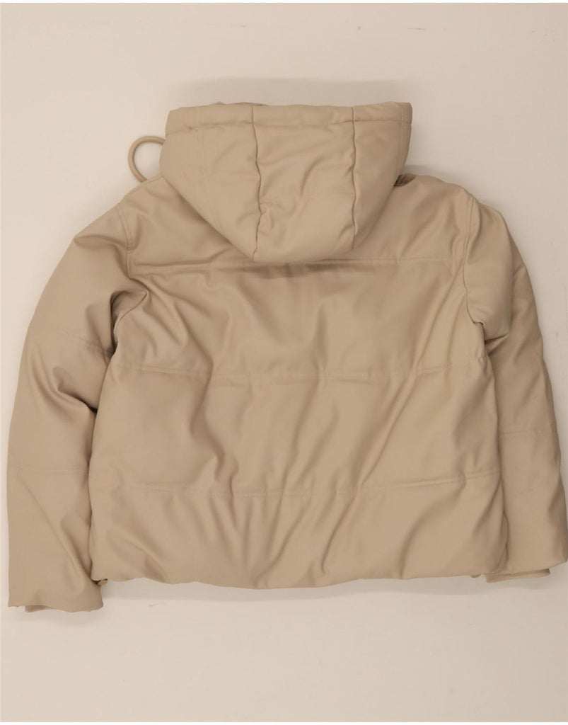 ZARA Womens Crop Oversized Hooded Padded Jacket UK 6 XS Beige Polyester Vintage Zara and Second-Hand Zara from Messina Hembry 