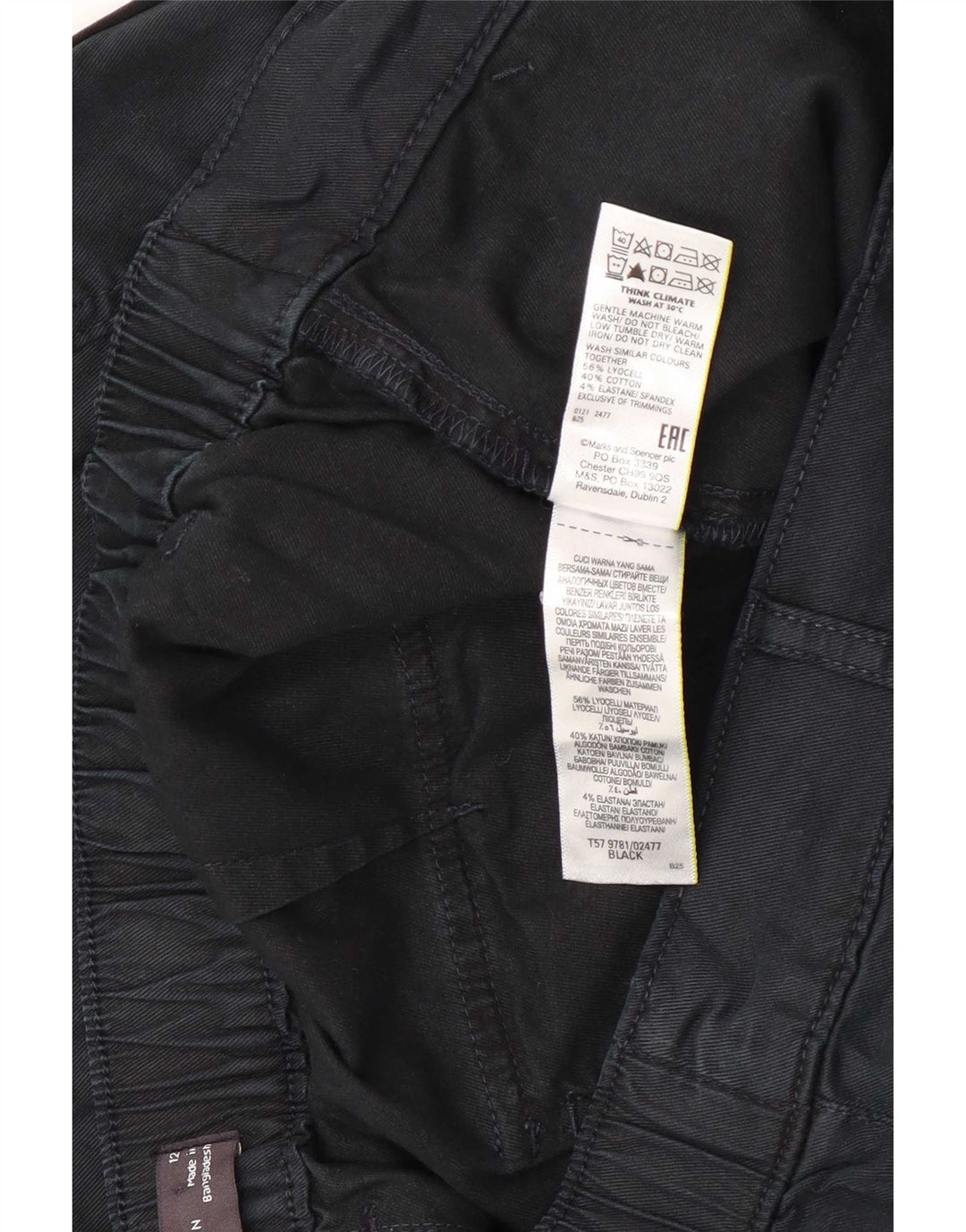 Marks & Spencer Womens Crop Cargo Trousers UK 12 Medium W30 L23 Black
