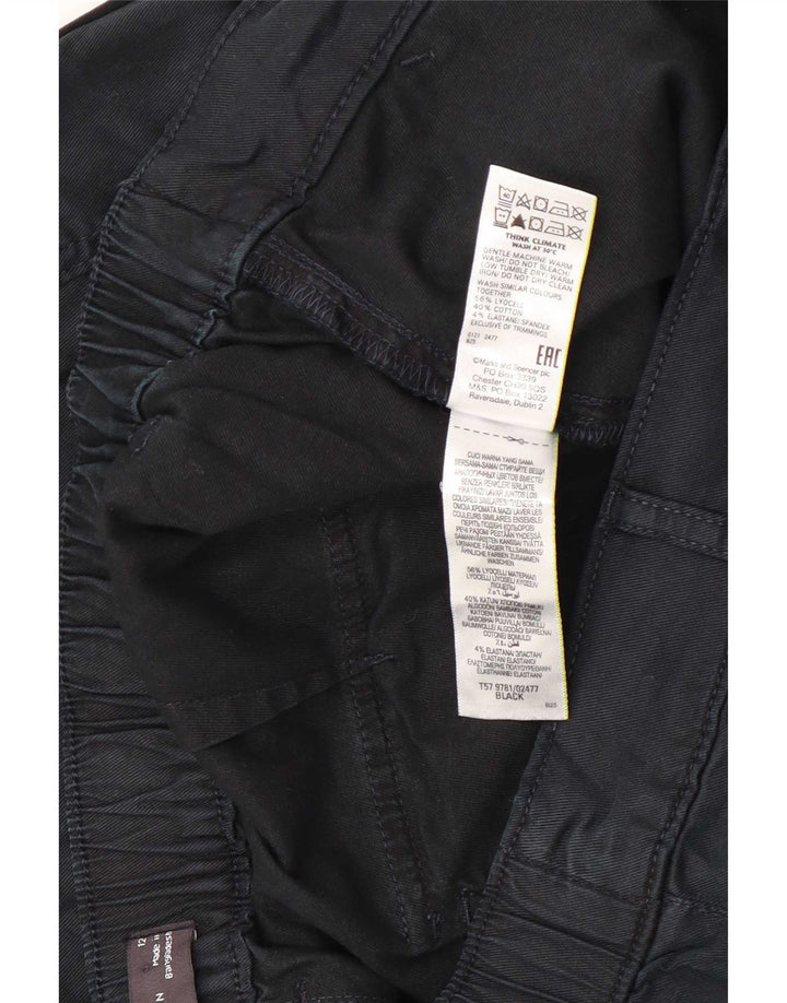 Marks & Spencer Womens Crop Cargo Trousers UK 12 Medium W30 L23 Black