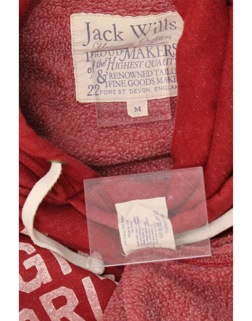 JACK WILLS Mens Great Britain Graphic Hoodie Jumper Medium Burgundy Cotton Vintage Jack Wills and Second-Hand Jack Wills from Messina Hembry 