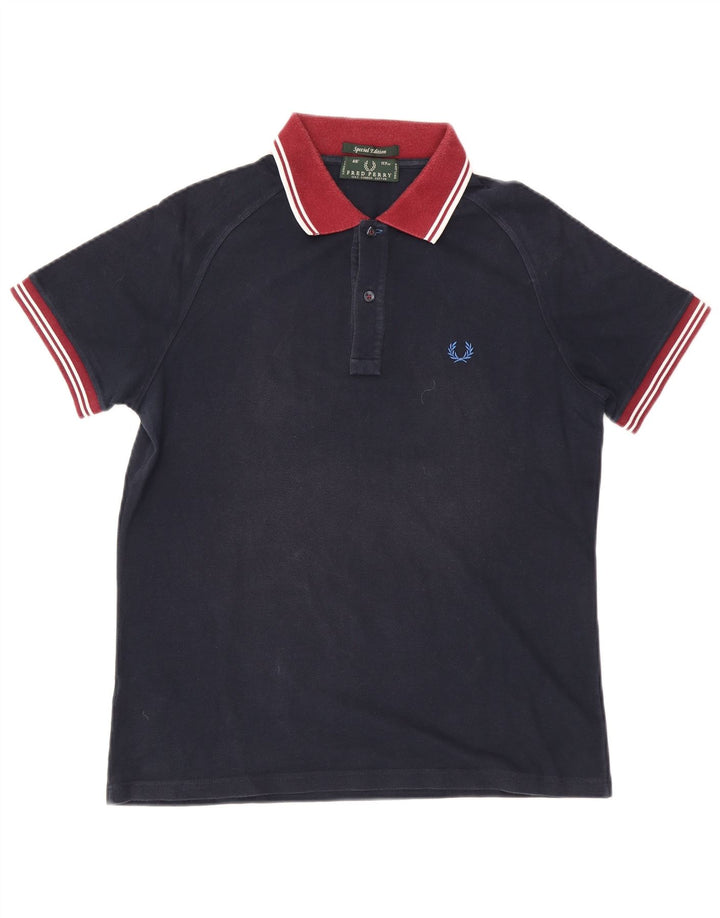 Fred Perry Mens Rugby Polo Shirt Large Navy Blue Cotton