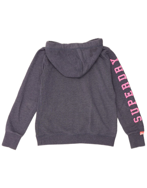 Superdry Womens Graphic Hoodie Jumper UK 16 Large Blue Cotton
