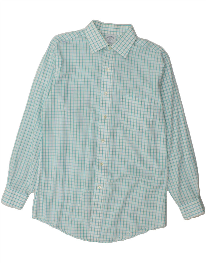 BROOKS BROTHERS Mens 346 Slim Fit Shirt Size 15 Medium Blue Check Cotton Vintage Brooks Brothers and Second-Hand Brooks Brothers from Messina Hembry 