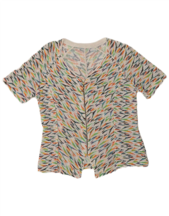 Vintage Womens Cardigan Sweater UK 14 Medium Multicoloured Geometric