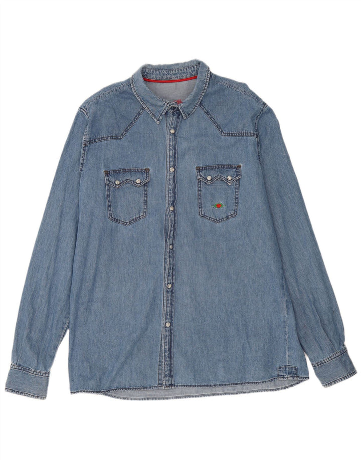 Charro Mens Denim Shirt 2XL Blue Cotton
