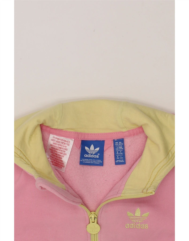 ADIDAS Girls Zip Hoodie Sweater 5-6 Years Pink Cotton Vintage Adidas and Second-Hand Adidas from Messina Hembry 