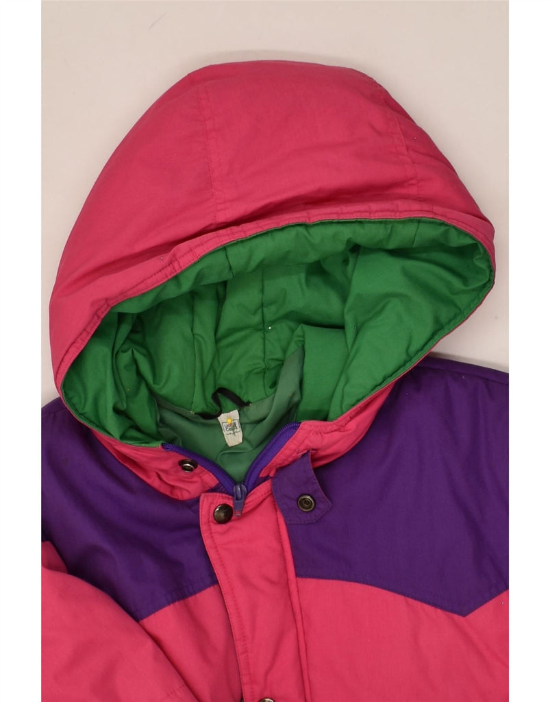VINTAGE Mens Hooded Ski Jacket Medium Pink Colourblock | Vintage Vintage | Thrift | Second-Hand Vintage | Used Clothing | Messina Hembry 
